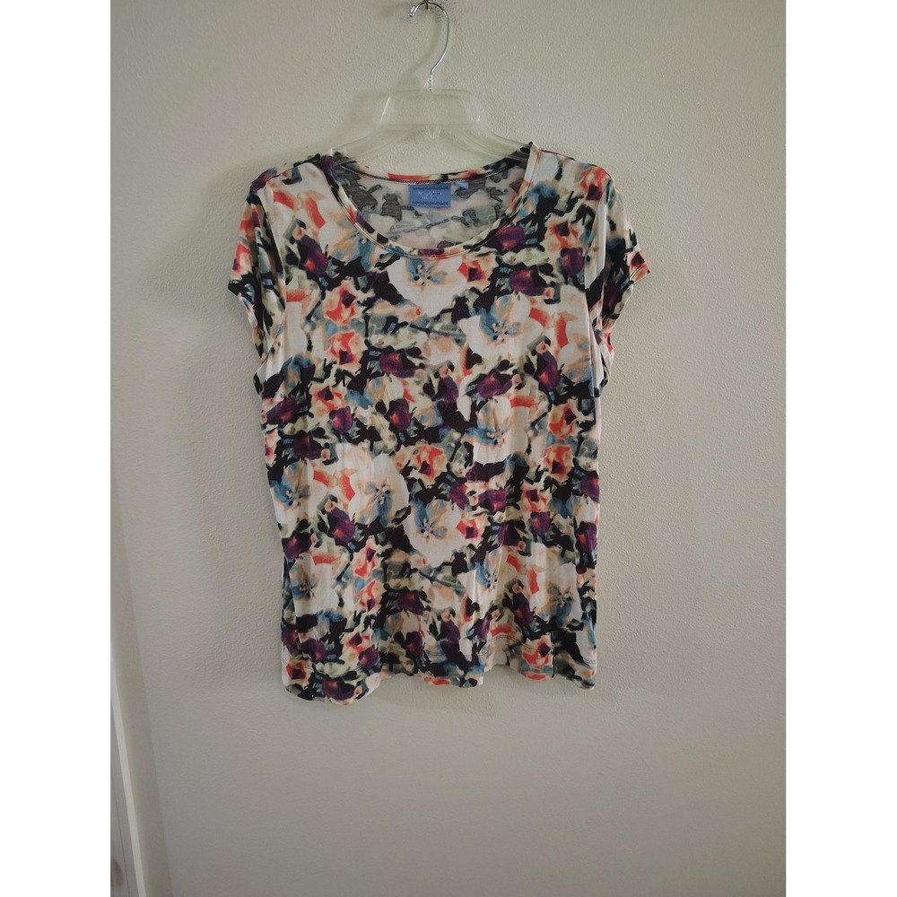 Simply Vera Vera Wang Abstract Floral Watercolor Print Top XL Multi Color Blouse